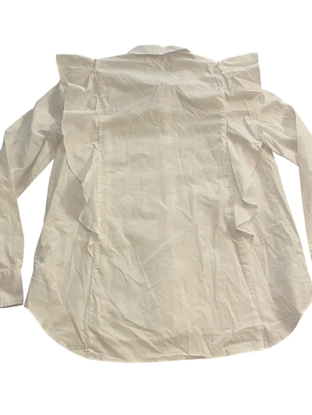Kate Spade Women’s White Ruffle Button Down Shirt Peplum size medium